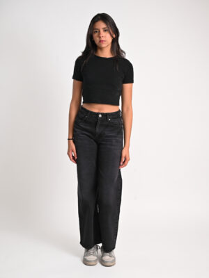 JEANS WIDE LEG NEGRO DESLAVADO